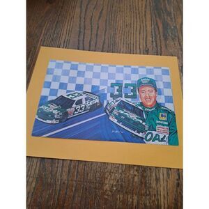 1990 Harry Gant Skull Bandit #33 Sam Bass Art NASCAR Driver Card 11x7 Food Lion